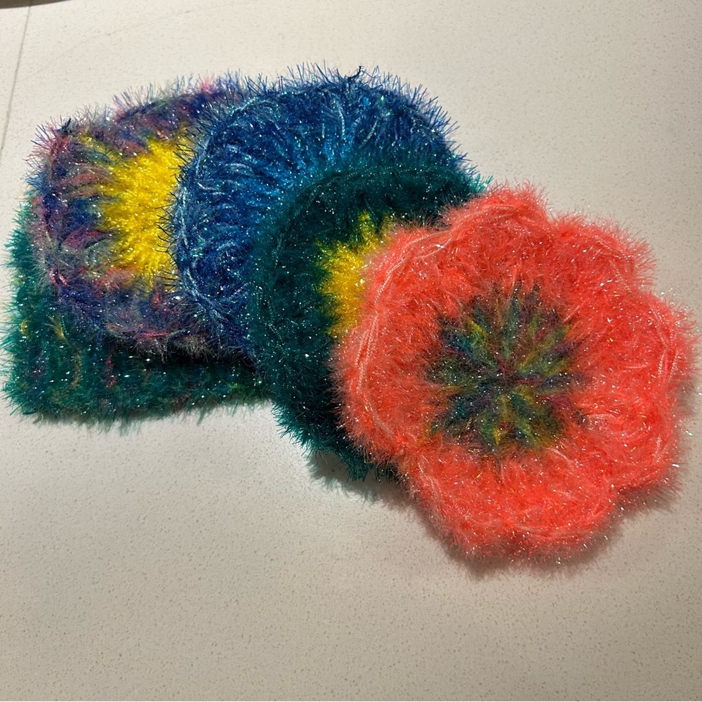 Crochet Sparkly Kitchen Scrub Sponge for Dishes- Set of 2